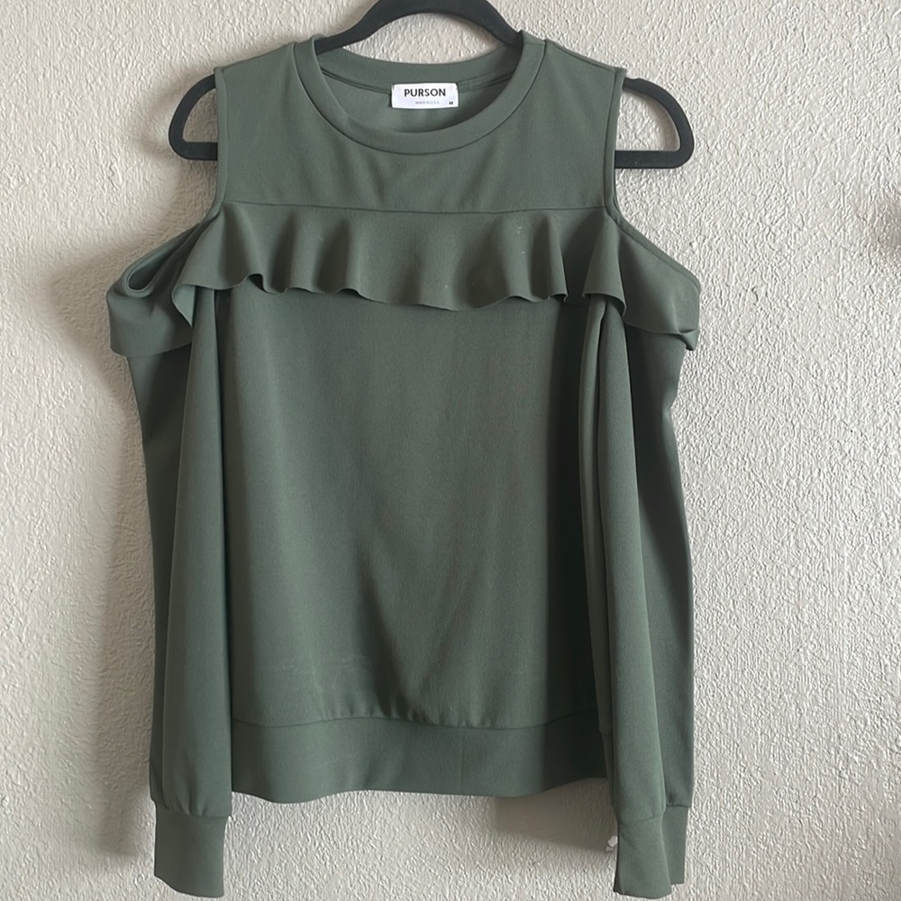 Olive green cold shoulder sweater